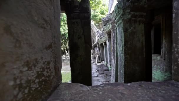 Preah Khan Ancient Monument Ruins Angkor Wat Thom Cambodia Religious — Stock Video