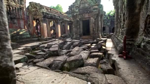 Preah Khan カンボジアのアンコールワット トムの古代遺跡 クメール帝国によって建設されたシェムリアップの近くの宗教建築ランドマーク建物 アジアで人気の観光地 Dan — ストック動画