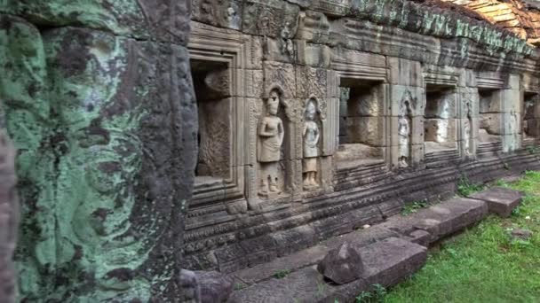 Preah Khan Fornlämningsruiner Angkor Wat Thom Kambodja Religiös Arkitektur Landmärken — Stockvideo