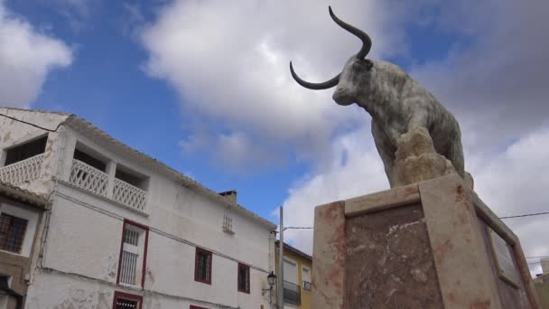 Beautiful Bull Statue Sabinar Small Town Murcia Spain Dan — Stock Video