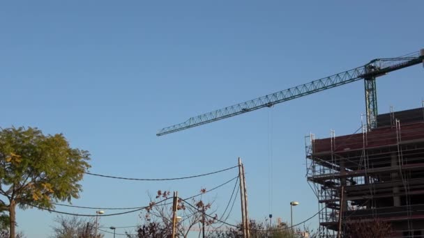 Sevilla Španělsko Leden 2019 Dům Výstavbě Jeřáby Průmyslových Věží Stavební — Stock video