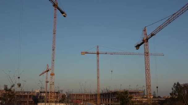 Sevilla España Enero 2019 Casa Construcción Con Grúas Torre Industriales — Vídeo de stock