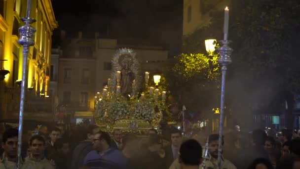 Sevilla Španělsko Prosinec 2016 Průvod Neposkvrněného Početí Ulici Který Byl — Stock video