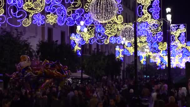 Sevilha Espanha Dezembro 2016 Belas Luzes Natal Decorações Rua Festiva — Vídeo de Stock