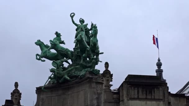 Париж Франція Січня 2018 Повільний Рух Прапор Франції Розмахує Вітром — стокове відео
