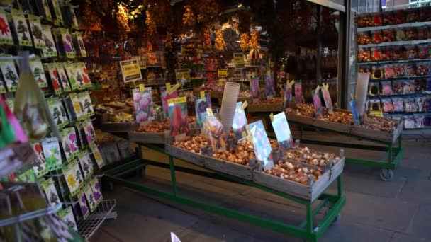 Amsterdam Holandia Grudzień 2016 Rynek Kwiatów Pływających Amsterdamie Holandia Sklep — Wideo stockowe