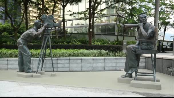 Statues Films Filmer Jardin Des Étoiles Pendant Période Construction Avenue — Video