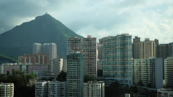 Vista Superior Las Líneas Urbanas Ciudad Hong Kong Con Una — Vídeo de stock