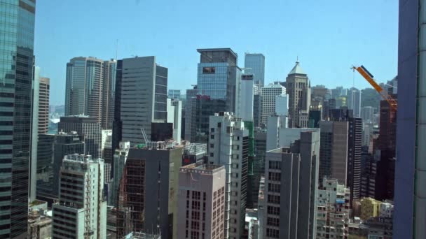 Vista Aérea Los Edificios Ciudad Hong Kong Con Oficines Ventanas — Vídeos de Stock