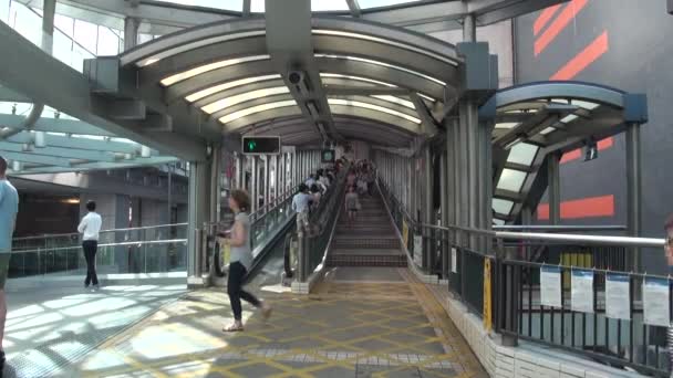 Hongkong September 2014 People Using Escalator Soho District Nearby Lan — Stock Video