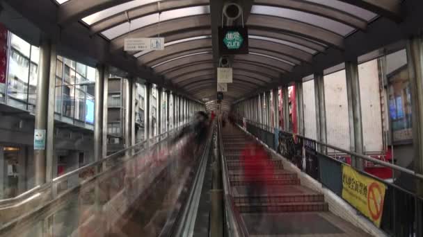 Hongkong Septembre 2014 Personnes Utilisant Escalator Quartier Soho Proximité Lan — Video