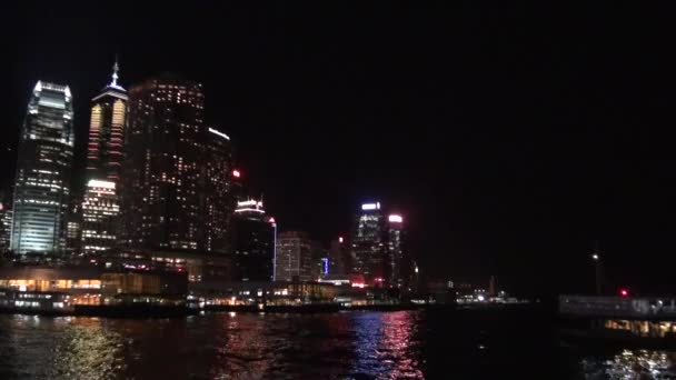 Hong Kong Septiembre 2014 Isla Hong Kong Noche Vista Ciudad — Vídeos de Stock
