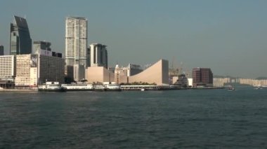 Kowloon, HongKong-02 Eylül 2014: Hong Kong Adası manzaralı Kowloon, Victoria Limanı - Dan