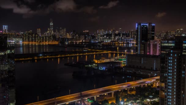 Timelapse Top View Hong Kong Cityscape Night Skyline Der Stadt — Stockvideo