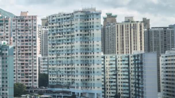 Timelapse Top View Hong Kong Apartment Budynki Drugim Poziomie Miasta — Wideo stockowe