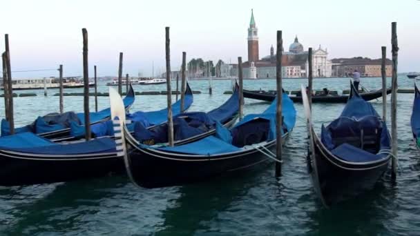 Venice Italy September 2018 Slow Motion Beautiful View Traditional Gondolas — Stock Video