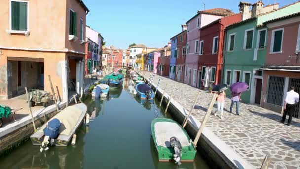 Wenecja Włochy Września 2018 Piękny Widok Kolorowe Weneckie Domy Fasady — Wideo stockowe