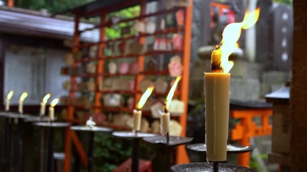 Velas Queimando Pequeno Templo Terrenos Famosos Fushimi Inari Taisha Santuário — Vídeo de Stock