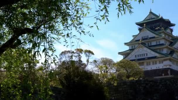 Japonský Starobylý Zámek Ósaka Jako Symbol Oblasti Kansai Japonsku Známé — Stock video