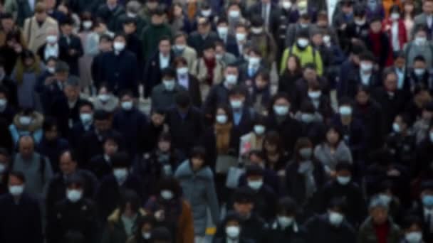 Zamazany Nieostry Widok Ludzi Miejscowych Turystów Noszących Maskę Ochronną Przed — Wideo stockowe