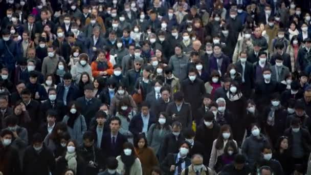 Tokio Japan Februar 2020 Luftaufnahme Von Staugeplagten Menschen Werktagen Morgens — Stockvideo