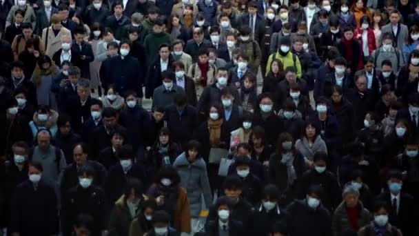 Tokio Japón Febrero 2020 Personas Locales Turistas Que Usan Máscara — Vídeo de stock