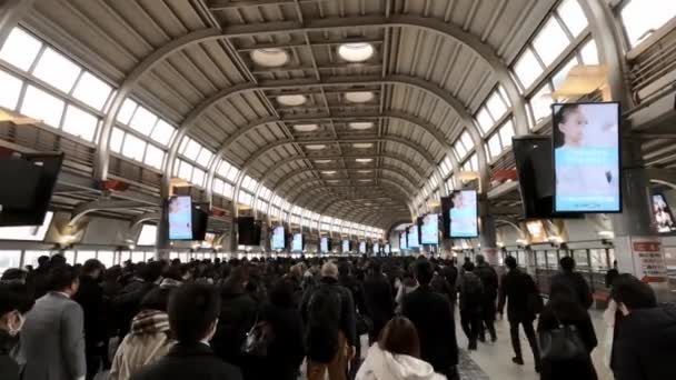Tokio Japan Februari 2020 People Shinagawa Station Japanse Zakenmannen Vrouwen — Stockvideo