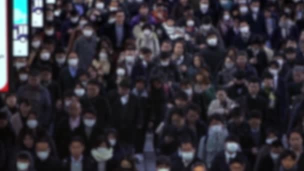 Zeitlupe Unscharfe Defokussierte Sicht Auf Die Menschen Bahnhof Shinagawa Luftaufnahmen — Stockvideo