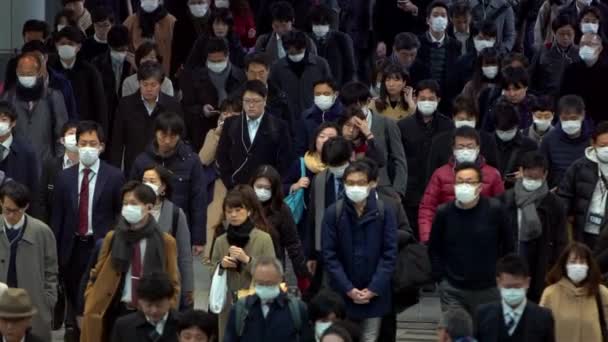 Tokio Japón Febrero 2020 Vista Aérea Cámara Lenta Gente Negocios — Vídeo de stock