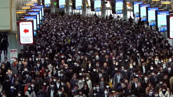 Tokio Japan Februari 2020 High Angle View Slow Motion Mensen — Stockvideo