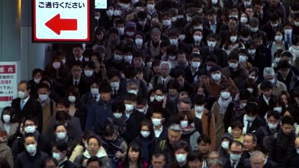 Tokio Japón Febrero 2020 Movimiento Lento Vista Aérea Gran Multitud — Vídeo de stock