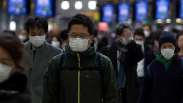 Tokyo Japan February 2020 Slow Motion People Locals Tourists Wearing — Stock Video