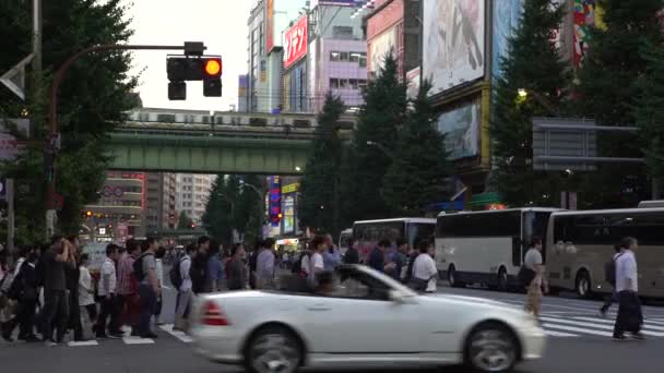 Tokio Japón Septiembre 2017 Multitud Personas Cruzando Calle Área Akihabara — Vídeo de stock