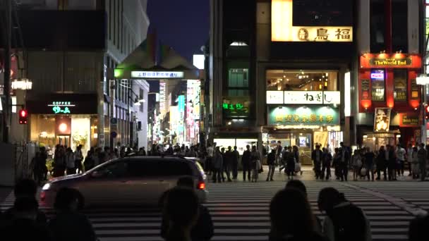 Tóquio Japão Setembro 2017 Multidão Asiáticos Cruzando Rua Mercado Tóquio — Vídeo de Stock