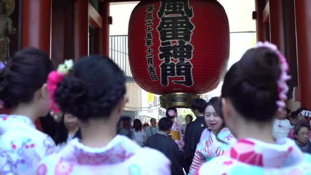 Tokyo Japan Oktober 2017 Geisha Tar Bild Kaminarimon Thunder Gate — Stockvideo