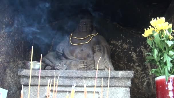 Kina Macao Rökelsepinnar Burning Temple Det Äldsta Templet Macao Tempel — Stockvideo