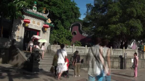 Macao Juni 2014 Timelaps Macau Temple Kok Miu Människor Gör — Stockvideo