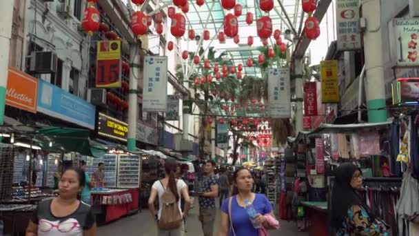 Kuala Lumpur Malásia Abril 2018 Bela Decoração Lanterna Vermelha Chinatown — Vídeo de Stock