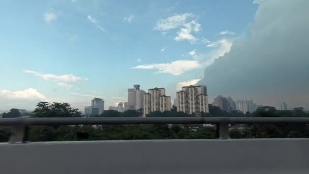 Cityscape Kuala Lumpur Будівлями Від Вікон Метро Вид Літака Міська — стокове відео