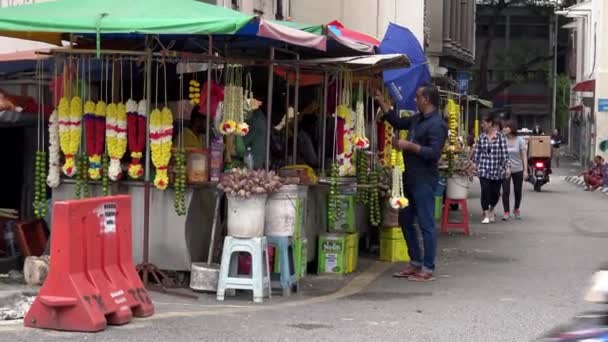 Kuala Lumpur Malezya Nisan 2018 Hindu Ayinleri Için Çiçek Çelenkleri — Stok video