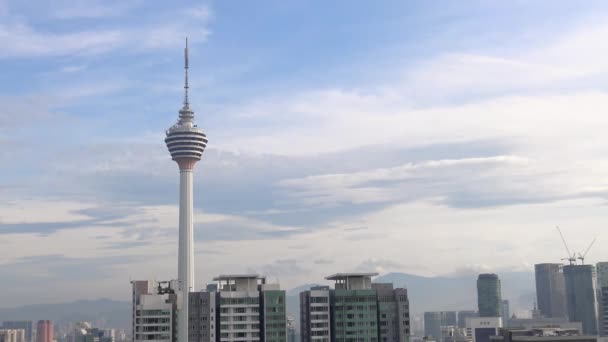 Famosa Torre Comunicações Kuala Lumpur Menara Antena Televisão Skyline Com — Vídeo de Stock