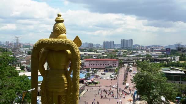 Statue Seigneur Murugan Entrée Des Grottes Batu Malaisie Temple Hindou — Video