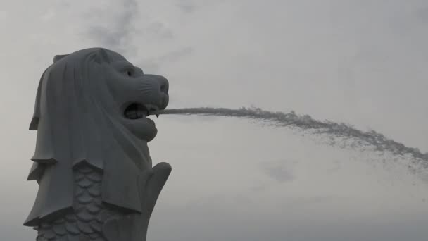 Merlion Міфічна Істота Головою Лева Тілом Риби Використовується Талісман Національний — стокове відео