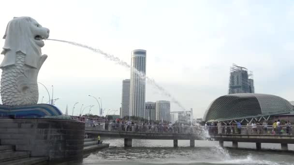 Singapore April 2015 Singapore Centrum Med Merlion Och Marina Bay — Stockvideo