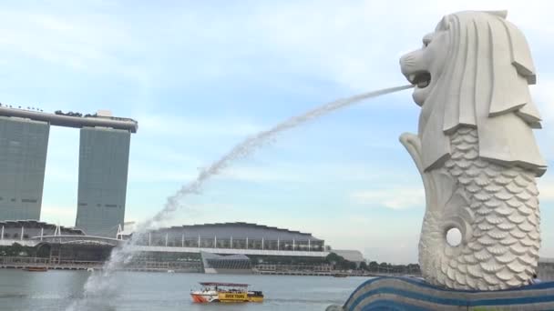 Singapur Duben 2015 Singapur Centrum Merlion Marina Bay Sands Luxusní — Stock video