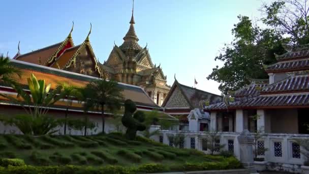 4Kプラ モンドップ ワット ポーまたはホートライは バンコク ダンに仏教の経典の小さな図書館を含む聖書館です — ストック動画
