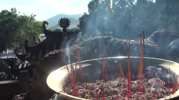 China Macau Wierookstokjes Zijn Burning Temple Oudste Tempel Macau Tempel — Stockvideo