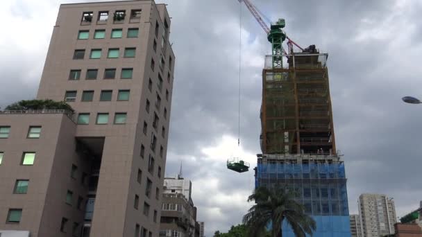 Widok Nowego Wieżowca Biurowego Budowie Dan — Wideo stockowe