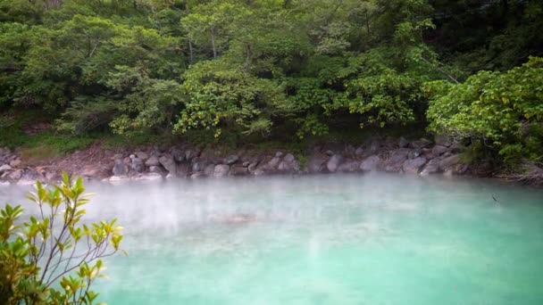 Burbujeante Grandes Aguas Termales Taiwán Piscinas Agua Caliente Beitou Ciudad — Vídeo de stock
