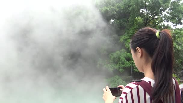 Boiling Hot Water Thermal Spring Mountain Trees Taiwan Pools Hot — Stock Video